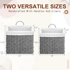 Novabright Set of 2 Wicker Hanging Basket Grey Woven Wall Baskets with Handle Liners for Front Door Organizing Mail Flower Wall Storage Basket for Farmhouse Home Decor Kitchen Bathroom Toilet Tank Top - Image 2