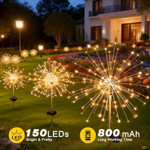 Solar Fireworks Lights for Outside Fairy Garden Warm White 6 Pack - Image 2