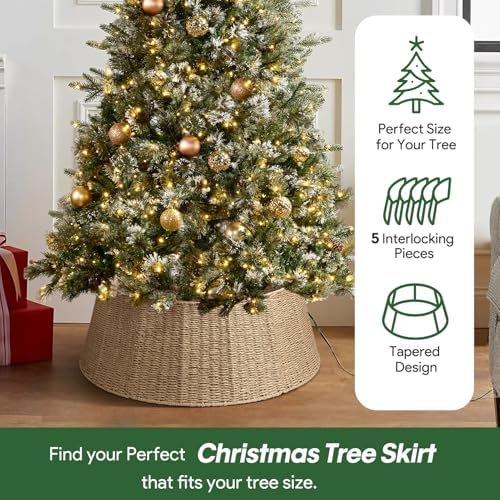 Hommtina Christmas Tree Collar- 26",Christmas Tree Base Christmas Tree Basket Collar for Home, Living Room,for Covering Tree Stand (Burlywood, 26 in) - Image 3