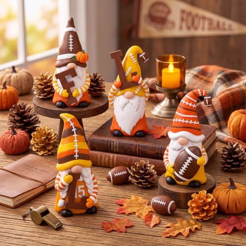4 Pcs Fall Football Gnome Figurines Resin Decoration - Image 5