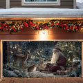 ANNA QUEEN Christmas Garage Door Banner 6×13 FT, Santa Reading Story to Forest Animals, Heart-Warming Holiday Scene, Outdoor Garage Decoration for Parties Home Decor by ANNAQUEEN