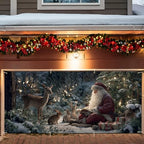 ANNA QUEEN Christmas Garage Door Banner 6×13 FT, Santa Reading Story to Forest Animals, Heart-Warming Holiday Scene, Outdoor Garage Decoration for Parties Home Decor by ANNAQUEEN