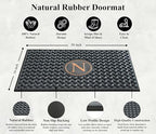 A1HC Natural Rubber Front Door Mat 24x39 inches, Monogrammed Doormat for Entryway, Heavy Duty Shoe Scraper Welcome Mat for Porch, Patio & Outside Entrance - Black - Image 3