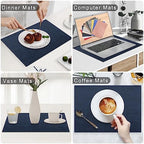 Homaxy PU Faux Leather Placemats for Dining Table, Set of 12, Navy Blue - Image 5