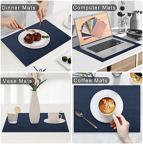 Homaxy PU Faux Leather Placemats for Dining Table, Set of 6, Navy Blue - Image 6