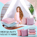 Berlune 6 Pcs Pastel Velvet Throw Pillow Cover 18x18 Picnic Cushion Case - Image 4