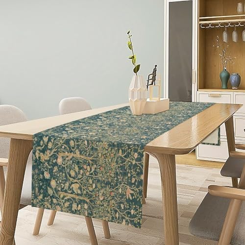 William Morris Bird Table Runner for Table Decor, Art Rustic Flower Style Bird Botanical Floral Vintage Printed for Kitchen Dining Room Farmhouse Party Holiday Decorate 13" x 120" - Image 6