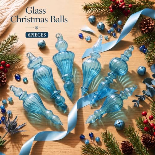 Sotiff 6Pcs Mercury Glass Christmas Ornaments Set Vintage Finial Decoration - Image 6