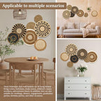 7 Pcs Boho Wall Basket Decor, Rattan Wicker Boho Wall Decor, Hanging Woven Basket Wall Decor, Round Handmade Wall Art for Living Room Bedroom Display Table Settings Home Christmas Decoration (Black) - Image 4