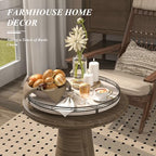 AMH 16-Inch Whitewashed Farmhouse Oak Lazy Susan Organizer - Image 4