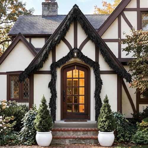 9 FT Halloween Cedar Garland, Black Real Touch Soft Christmas Decorations - Image 5