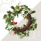 National Tree Company Artificial Spring Wreath, Woven Branch Base, Decorated with Strawberries, Petunia Blooms, Leafy Greens, Spring Collection, 22 Inches - Image 4
