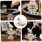 Glass Incense Holder, 5-Pieces Set Lotus Shape Incense Burner with Mirrored Tray, Storage Jar and Tongs, Arabian Style Ramadan Decorations - Image 3