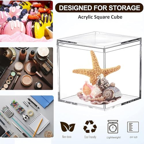 KissYou Acrylic Box 12 Packs Clear Box with Lid Acrylic Candy Boxes Transparent Display Square Cube Jewelry Storage Contanier Graduation Day Decorative Boxes - Image 3