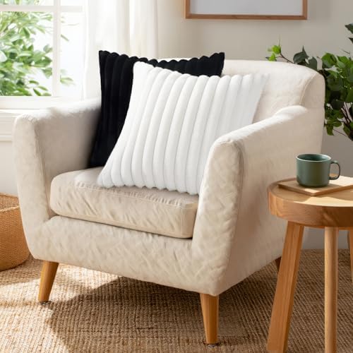 Pallene Faux Fur Decorative Throw Pillow Covers 20x20 Set of 2, Black - Image 5