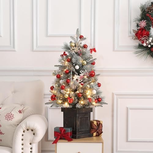 3FT Mini Christmas Tree with Battery Operated Lights for Holiday Decor - Image 4