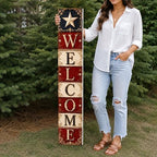 48x8" 4th of July Welcome Porch Sign, Patriotic Porch Decor for Independence Day, Standing Welcome Sign for Front Door, PVC, Design 6 - Image 6