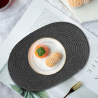 Oval Woven Placemats Set of 8 Heat Resistant Placemats 17.5 x 12 Inches Farmhouse Cotton Rope Place Mats for Dining Tables Trivets for Hot Dishes, Grey Set - Image 5