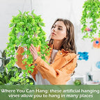 Hoteam 12 Pcs Artificial Hanging Greenery Plants, Marble Queen Pothos - Image 4