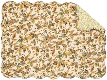 Iris Yellow & Green Leaves Vintage Design 100% Cotton Placemats 13" x 19" - Image 2