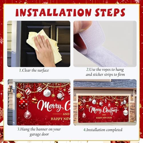 WovWeave Christmas Ball Garage Door Cover Banner, 7 x 16 ft - Image 3