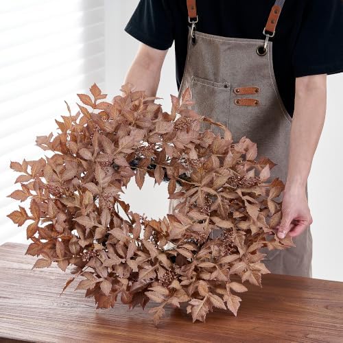 Large Artificial Maple Leaves Fall Wreath for Front Door Outside Decor - Image 5