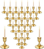 Gold Wine Glass Metal Candlestick Holders -Vintage Modern Metal Taper Candle Holders, Decorative Centerpiece for Table Mantel, Wedding Kitchen Home Decor, Wedding Gift,30Pcs by Unknown