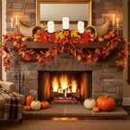 LemonRoad Fall Centerpiece with 3 Candle Holders Thanksgiving Table Decor Maple Leaf & Pumpkin Candleholder for Thanksgiving Harvest Festival Dinning Table Fireplace Mantel - Image 6