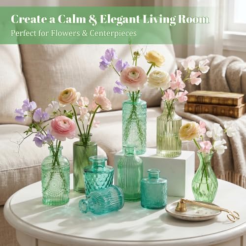 30Pcs Assorted Vintage Bud Vases, Colorful Glass Small Vases Bulk - Image 4