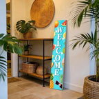 Lighted Summer Welcome Porch Sign 47x7.8 Inch Tall Vertical Wooden Decorative Sign Hanging Standing Front Door Sign with Fruit Pattern for Indoor Outdoor Hello Summer Decor - Image 7
