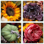 Fall Wreaths for Front Door 24 Inch Autumn Wreath with Pumpkins, Sunflowers - Image 5