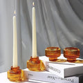 Woho 8pcs Candle Sticks Holder Decor, Amber Taper Candle Holders for Fall by Woho