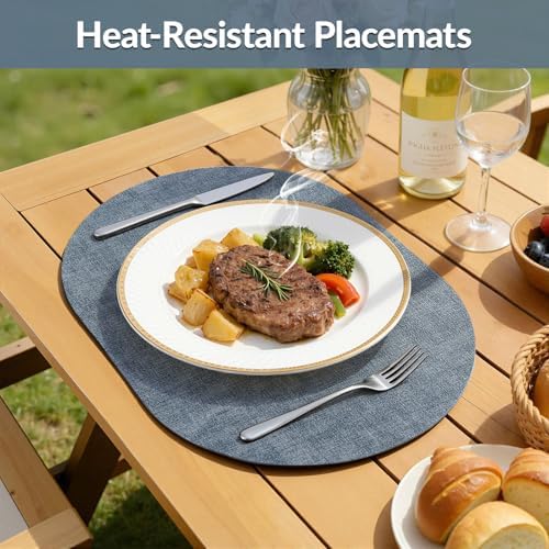 homing Heat Resistant Oval Placemats Set of 8, Blue - Image 4