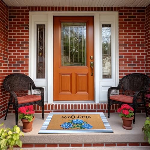 Tinideya 2 Pcs Hydrangea Floral Layered Doormat Set - Image 4