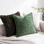 DEZENE Pack of 2 Forest Green Christmas Decorative Throw Pillow Covers 24x24 Cozy Soft Chenille Accent Vintage Square Couch Pillow Covers for Home Decor Bed Sofa Living Room - Image 4