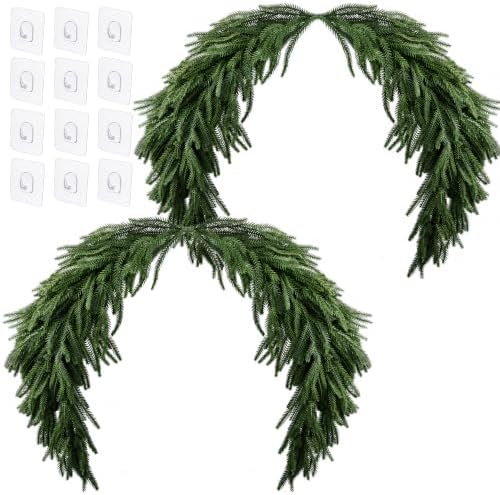 2 Pack 4.4ft Christmas Mirror Garland, Artificial Cedar Swag for Mirror by PurpleStar