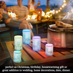Silver Winter Teal Turquoise Snowflakes Christmas Flickering Flameless Candles Battery Operated with Remote Timer,Tea Light Candles LED Pillar Votive Candles set of 2 for Outdoor Indoor Decorations - Image 7