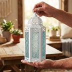 Vela Lanterns Decorative Indoor Moroccan Candle Holder, White, M, 2-Pack - Image 5