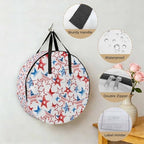 Independence Day Round Storage Bag 24 Inch, American Flags Blue Red Stars Memorial Day Clothes Storage Container with Handles Heavy Duty Organizer for Comforter, Bedding & Holiday Wreaths - Image 5