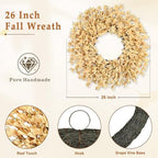 26 Inch Fall Wreaths for Front Door Large Full Autumn Wreath Outdoor Decor - Image 5