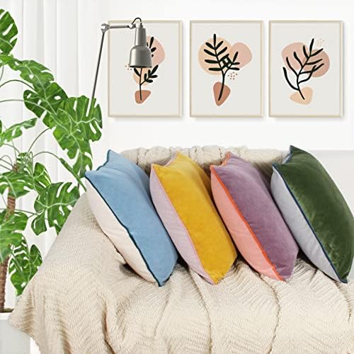 Velvet Throw Pillow Covers 20x20 Inch Set of 4 Decorative Velour Pillowcases Double-Colored Cushion Covers for Sofa Couch,Cold-Edge - Image 2