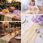 6 Pcs 29x120'' Pearl Tulle Table Runner 10ft Wedding Tablecloth, Beige - Image 5