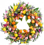 24 Inch Spring Wreaths for Front Door, Artificial Tulip Wreath with Lights & Butterflies, Spring Summer Easter Wreath for Indoor Outdoor Decor by Unknown