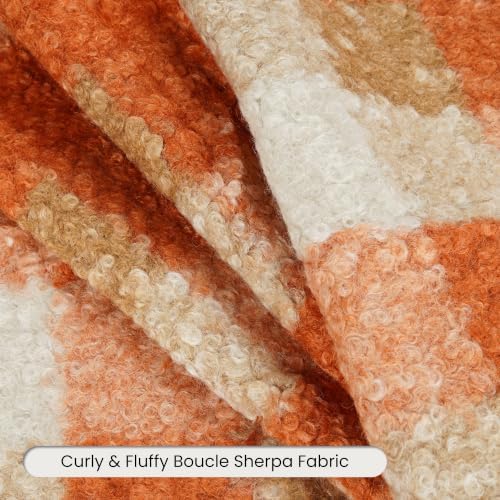 Fall Orange Plaid Euro Sham Pillow Covers 26x26 Set of 2, Cozy Fall Decor - Image 4