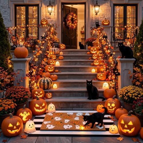 Moucuny 2 Pcs Halloween Welcome Doormat Outdoor Sets, Non Slip - Image 5