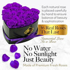 GLAMOUR BOUTIQUE Preserved Flowers, 16 Forever Purple Roses in Heart Box - Image 2