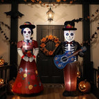 Fourluoo 2 Pcs 4.9 ft Dia De Los Muertos Inflatable Outdoor Decoration Day of The Dead Light up Blow up Sugar Skull Halloween Inflatable Couple Groom and Bride Yard Decoration for Garden Lawn Decor - Image 7