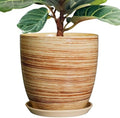 12 Inch Planter Pot Ceramic Plant Pots for Plants with Drainage Hole and Saucer Large Flower Pot for Home Patio Garden Office Yellow by EPFamily
