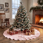 JOVIPOP Christmas Tree Skirt Large, 72 Inch Red Pinstripe Ruffle - Image 4
