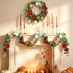 Aneco 4‑Pack 6 Ft Terracota Artificial Eucalyptus Orange Rose Garland Vine - Image 5